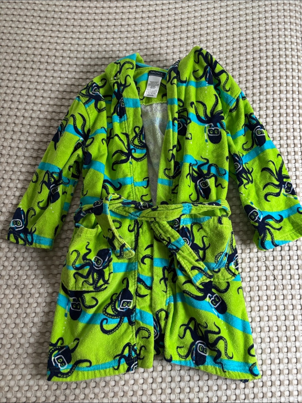 Nautica Kids Lime and Blue Octopus Plush Robe